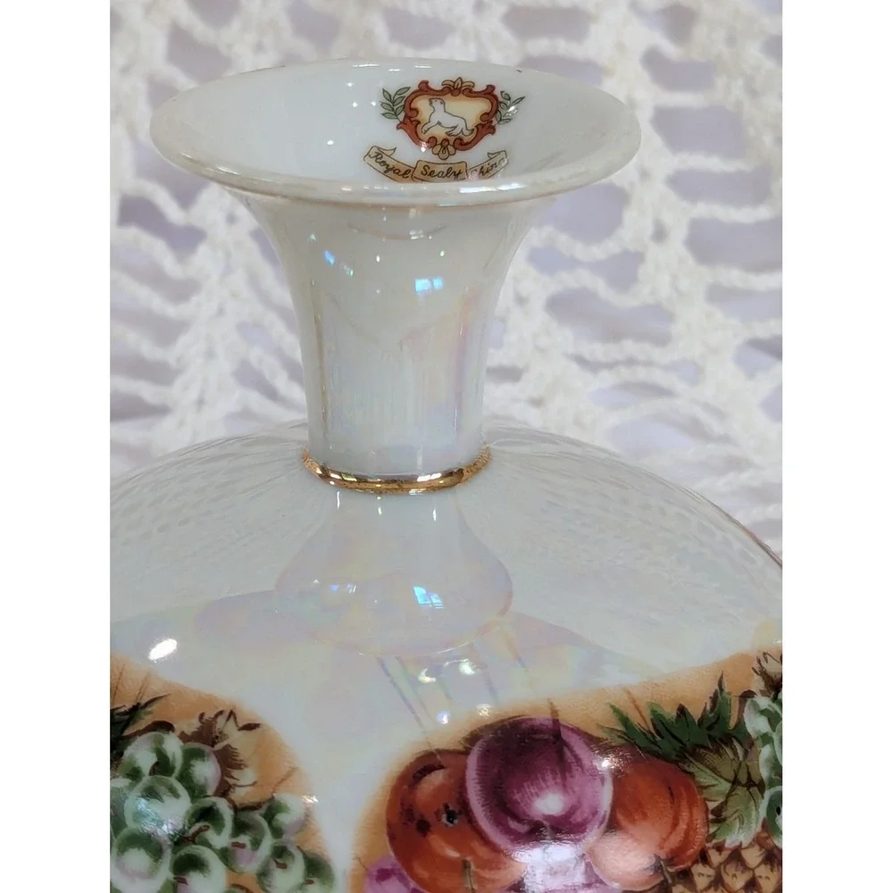 Vintage Royal Sealy China Floral Lusterware Broth Dish Gold Trim 1950s